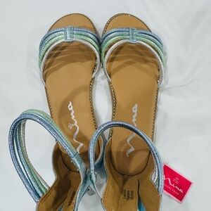 Nina Blue and Green Strappy Sandals